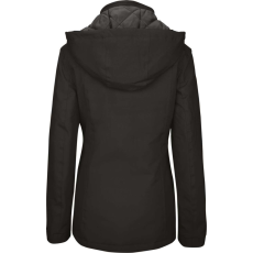 KARIBAN Női levehető kapucnis bélelt kabát, Kariban KA6108, Black-XL