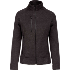 KARIBAN Női poliészter cipzáras dzseki, Kariban KA9107, Dark Grey Melange-M női pulóver, kardigán