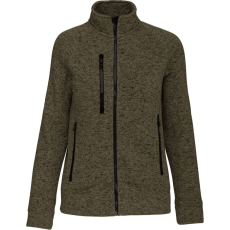 KARIBAN Női poliészter cipzáras dzseki, Kariban KA9107, Dark Khaki Melange-M