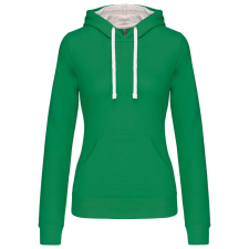 KARIBAN Női pulóver kontrasztos bélésű kapucnival, Kariban KA465, Light Kelly Green/White-XS női pulóver, kardigán