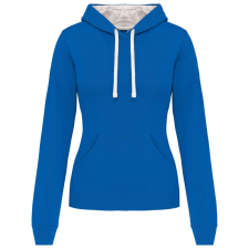 KARIBAN Női pulóver kontrasztos bélésű kapucnival, Kariban KA465, Light Royal Blue/White-L női pulóver, kardigán