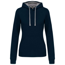 KARIBAN Női pulóver kontrasztos bélésű kapucnival, Kariban KA465, Navy/Fine Grey-2XL női pulóver, kardigán