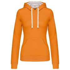KARIBAN Női pulóver kontrasztos bélésű kapucnival, Kariban KA465, Orange/White-M női pulóver, kardigán