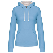 KARIBAN Női pulóver kontrasztos bélésű kapucnival, Kariban KA465, Sky Blue/White-XL női pulóver, kardigán