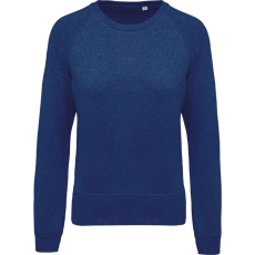 KARIBAN Női raglános organikus környakas pulóver, Kariban KA481, Ocean Blue Heather-S