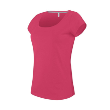 KARIBAN Női rövid ujjú, csónak nyakú pamut póló, Kariban KA384, Fuchsia-2XL női póló
