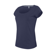 KARIBAN Női rövid ujjú, csónak nyakú pamut póló, Kariban KA384, Navy-2XL