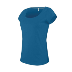 KARIBAN Női rövid ujjú, csónak nyakú pamut póló, Kariban KA384, Tropical Blue-XL