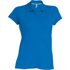 KARIBAN Női rövid ujjú galléros piké póló, Kariban KA242, Light Royal Blue-XL