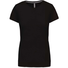 KARIBAN Női rövid ujjú környakas pamut póló, Kariban KA380, Black-XL női póló