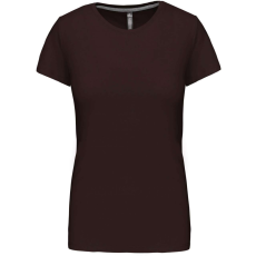 KARIBAN Női rövid ujjú környakas pamut póló, Kariban KA380, Chocolate-2XL