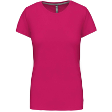 KARIBAN Női rövid ujjú környakas pamut póló, Kariban KA380, Fuchsia-XL