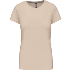 KARIBAN Női rövid ujjú környakas pamut póló, Kariban KA380, Light Sand-3XL