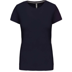 KARIBAN Női rövid ujjú környakas pamut póló, Kariban KA380, Navy-3XL