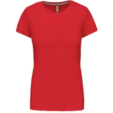 KARIBAN Női rövid ujjú környakas pamut póló, Kariban KA380, Red-2XL