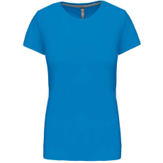 KARIBAN Női rövid ujjú környakas pamut póló, Kariban KA380, Tropical Blue-3XL