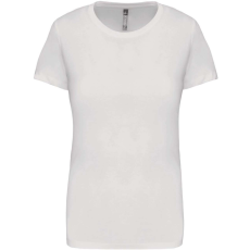 KARIBAN Női rövid ujjú környakas pamut póló, Kariban KA380, White-3XL