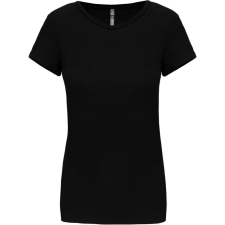 KARIBAN Női rövid ujjú környakas sztreccs póló, Kariban KA3013, Black-2XL női póló