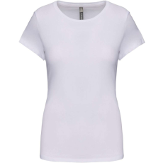 KARIBAN Női rövid ujjú környakas sztreccs póló, Kariban KA3013, White-S