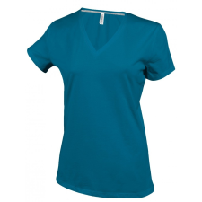 KARIBAN női V-nyakú póló, tropical kék női póló