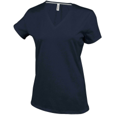 KARIBAN Női V-nyakú rövid ujjú pamut póló, Kariban KA381, Dark Grey-2XL női póló