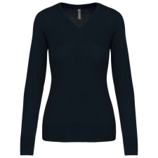 KARIBAN Női V-nyakú testhezálló pulóver, Kariban KA966, Navy-XS női pulóver, kardigán