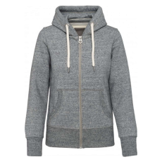 KARIBAN Női vastag cipzáras kapucnis pulóver, Kariban KV2307, Slub Grey Heather-S