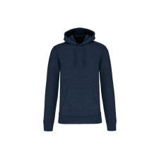 KARIBAN organikus féfi kapucnis pulóver KA4027, French Navy Heather-3XL férfi pulóver, kardigán
