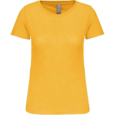 KARIBAN organikus kereknyakú rövid ujjú Női póló KA3026IC, Yellow-2XL női póló