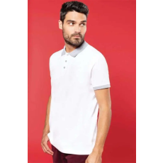 KARIBAN Póló Kariban férfi galléros férfi (100%pamut) white/oxford grey, 2XL