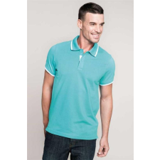 KARIBAN Póló Kariban galléros férfi (100%pamut) light turquoise/white/navy, XL munkaruha