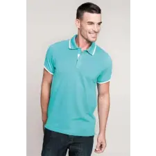 KARIBAN Póló Kariban galléros férfi (100%pamut) white/navy, L munkaruha