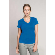 KARIBAN Póló Kariban női rövid ujjú v-nyakú női (100%pamut 180g/m2) tropical blue, XL