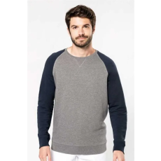 KARIBAN Pulóver Kariban férfi, french navy heather/grey heather, S