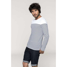 KARIBAN Pulóver Kariban férfi hosszú ujjú férfi, striped white/navy, M