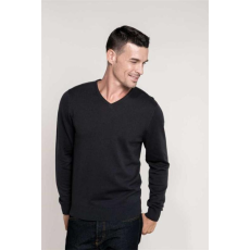 KARIBAN Pulóver Kariban férfi v-nyakú férfi (50%pamut 50%akril 290g/m2) black, 2XL