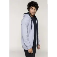 KARIBAN Pulóver Kariban kapucnis cipzáras férfi (80%pamut) navy/fine grey, S