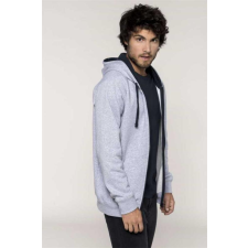 KARIBAN Pulóver Kariban kapucnis cipzáras férfi (80%pamut) red/white, S munkaruha