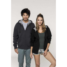 KARIBAN Pulóver Kariban kapucnis cipzáraszáras férfi unisex, dark grey, S