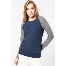 KARIBAN Pulóver Kariban női, french navy heather/grey heather, L