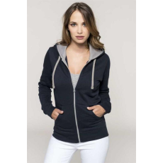 KARIBAN Pulóver Kariban női kapucnis cipzáras női, black/fine grey, XS