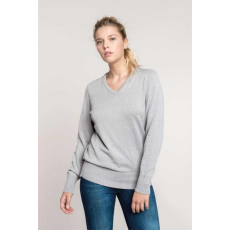 KARIBAN Pulóver Kariban női v-nyakú női (50%pamut 50%akril 290g/m2) dark grey, L