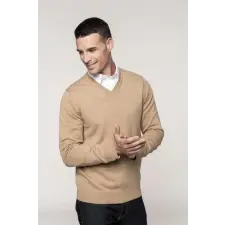 KARIBAN Pulóver Kariban prémium v-nyakú férfi hosszú ujjú férfi, black heather, XL munkaruha