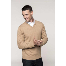 KARIBAN Pulóver Kariban prémium v-nyakú férfi hosszú ujjú férfi, light grey heather, 3XL