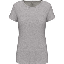 KARIBAN rövid ujjú környakas sztreccs Női póló KA3013, Light Grey Heather-L női póló