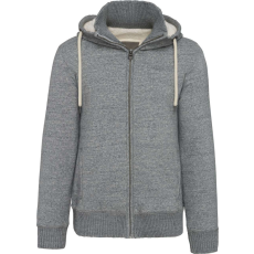 KARIBAN sherpával bélelt cipzáras kapucnis férfi pulóver KV2312, Slub Grey Heather-2XL