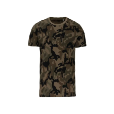 KARIBAN terepmintás környakas, rövid ujjú férfi póló KA3030, Olive Camouflage-4XL férfi póló