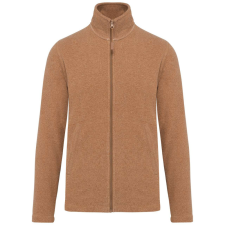 KARIBAN Uniszex FALCO cipzáras mikropolár pulóver, Kariban KA911, Camel Heather-L férfi pulóver, kardigán