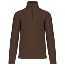 KARIBAN Uniszex galléros, 1/4 cipzáras mikropolár pulóver, Kariban KA912, Chocolate-4XL