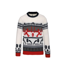 KARIBAN Uniszex karácsonyi pulóver rögbis mintával, Kariban KA991, Off White-3XL